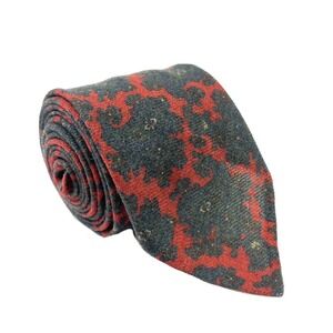 M.Ferretti Pure Wool Tie Red Blue Abstract Print Made in Italy 3 Inch Width Mens